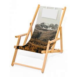 Holz-Liegestuhl FORTIS mit Armlehnen, wechselbarer Bezug, transparent