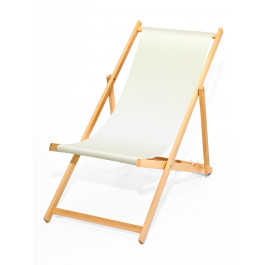 Holz-Liegestuhl CLASSICO ohne Armlehnen, wechselbarer Bezug, hell, weiß
