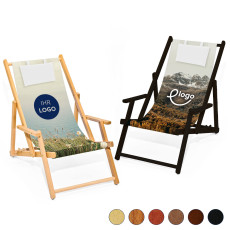 Holz-Liegestuhl FORTIS mit Armlehnen, wechselbarer Bezug